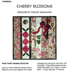 Cherry Blossom Machine Stitched Cathedral Window Variation 12&quot;x 12&quot; Digital Pattern
