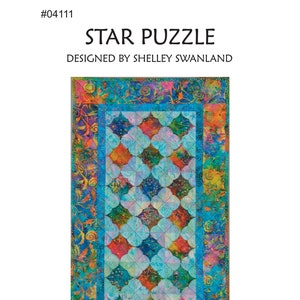 Star Puzzle Table Runner Machine Stitched Cathedral Window Variation Digital Pattern