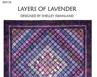 Layers of Lavender Machine Stitched Cathedral Window Digital Pattern