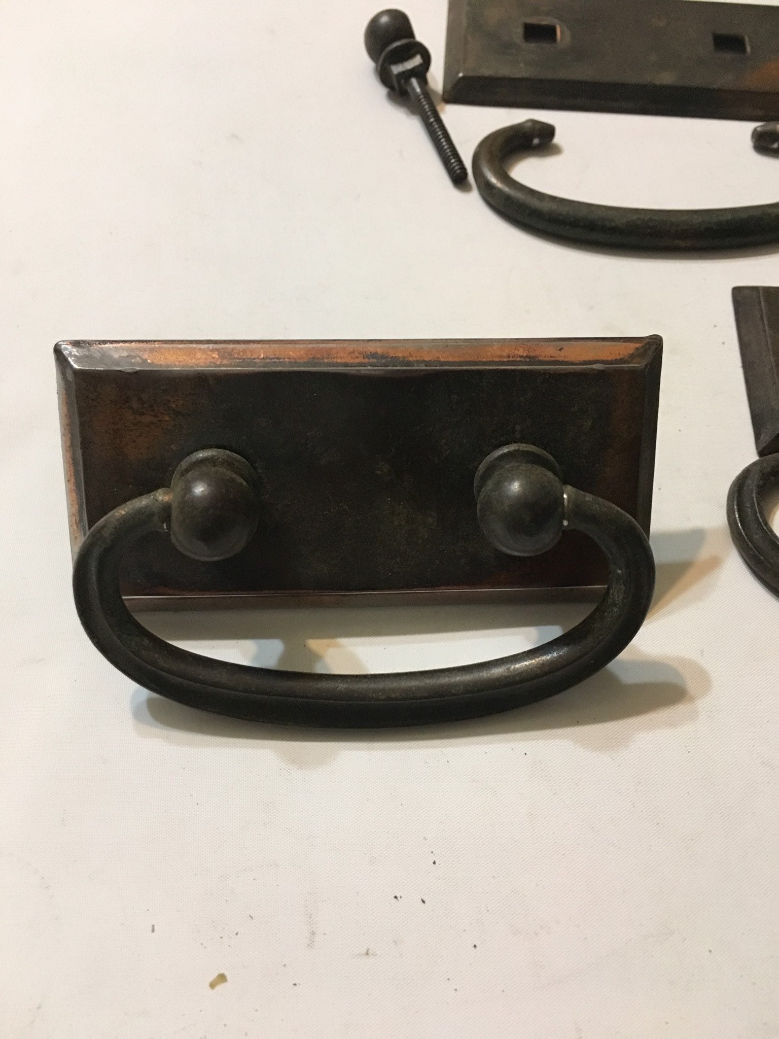 3 Copper Drawer Pulls With backplates Etsy