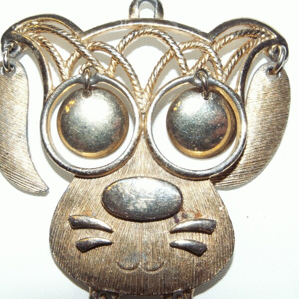 RESERVED FOR HATHAG Vintage Reticulated Gold Dog Pendant