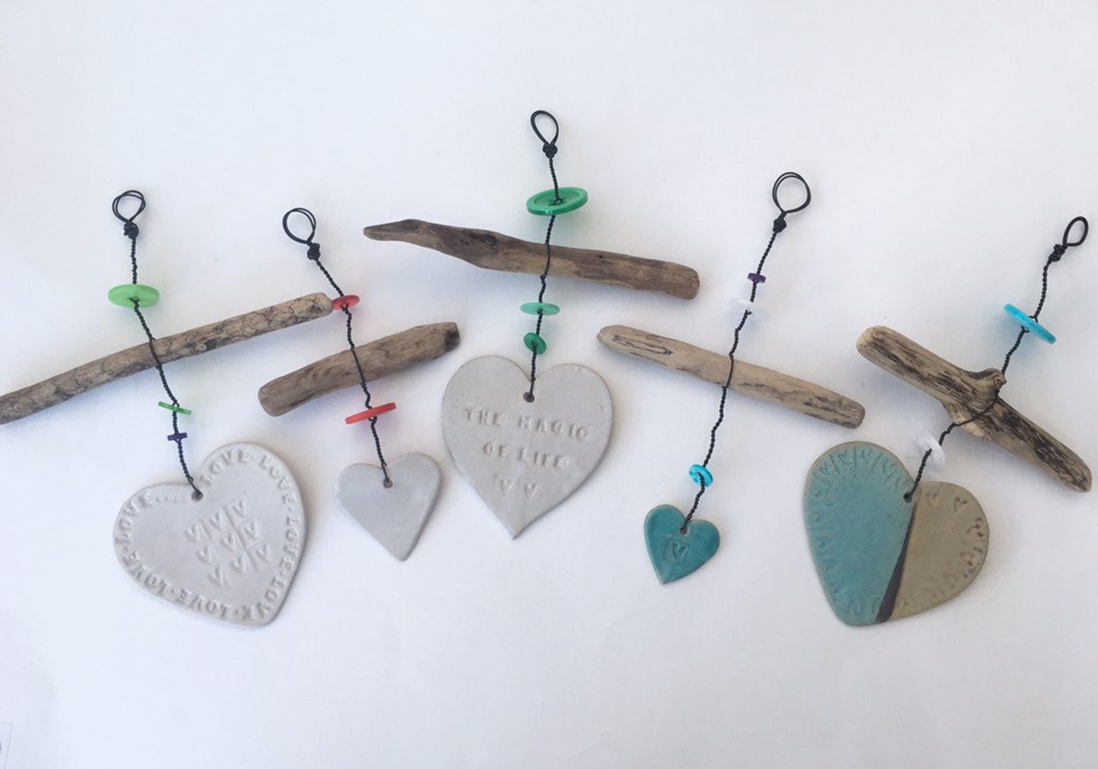 DRIFTWOOD WALL HANGER Clay Love Heart Driftwood Hanger Gift Etsy UK