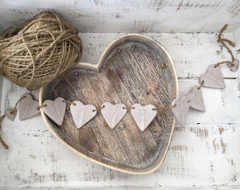 Handmade Ceramic Heart Bunting, 'I Love You' Garland