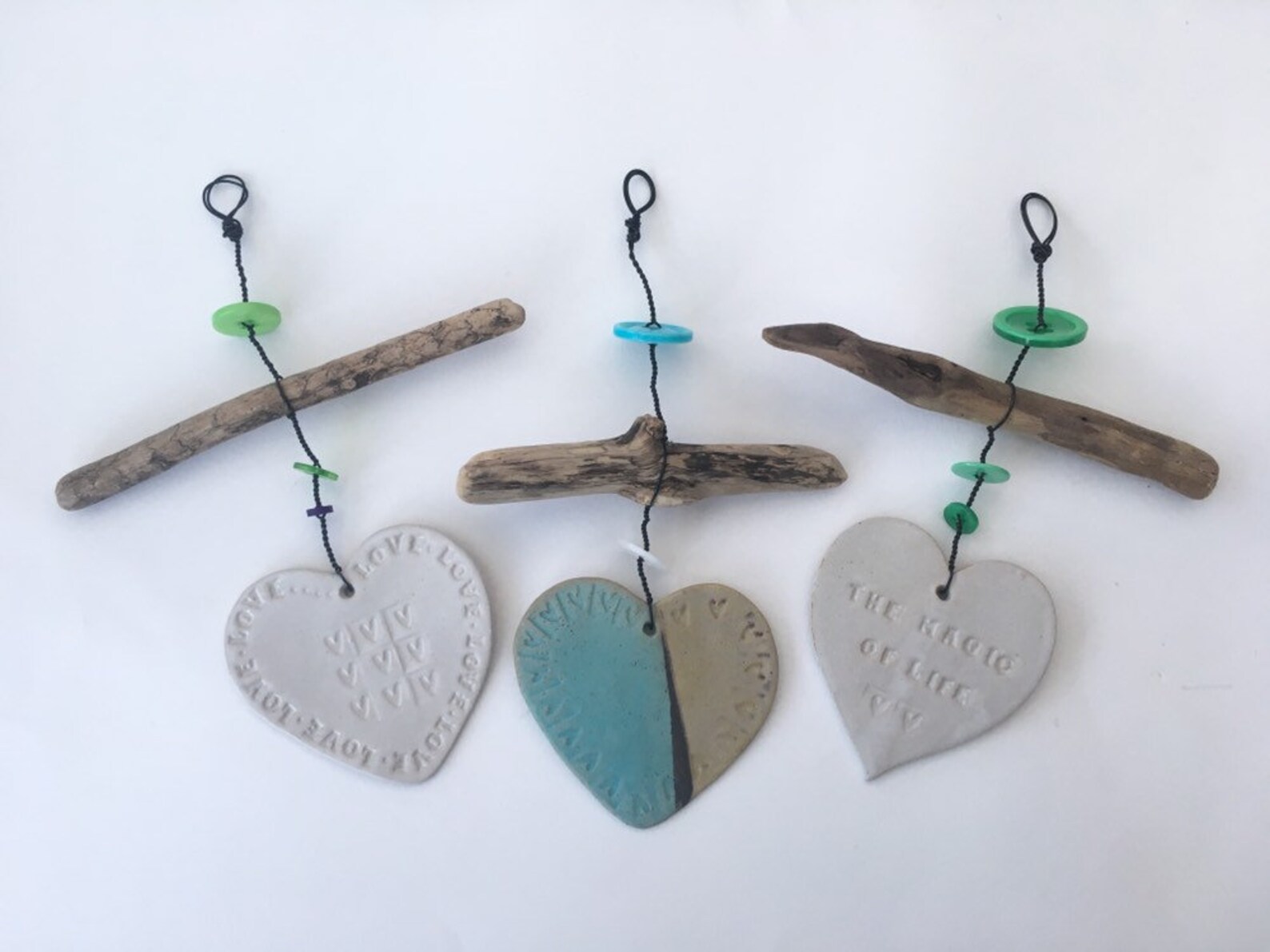 DRIFTWOOD WALL HANGER Clay Love Heart Driftwood Hanger Gift Etsy UK