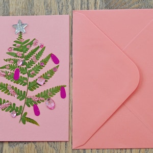 Carte de voeux et enveloppe A6 Fougères de Noël