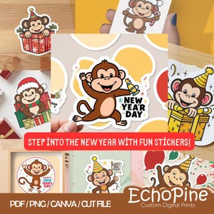 Animali di Natale, Clipart di scimmia di Natale, Animali che sbirciano, Natale ad acquerello, Svg di animali di Natale, Clipart di scimmia, Scimmia ad acquerello