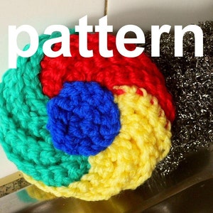 Google Chrome logo - scrubbie crochet pattern with diagrams - eco tawashi pattern