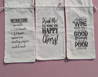 Wine Gift Bag, Funny Wine Sayings, Drawstring Closure