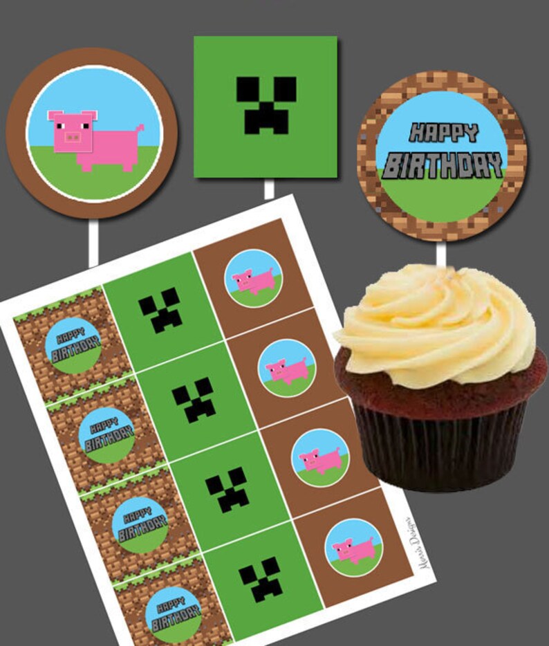 Diy Printable Boys Happy Birthday Cupcake Toppers Pig Farm Etsy