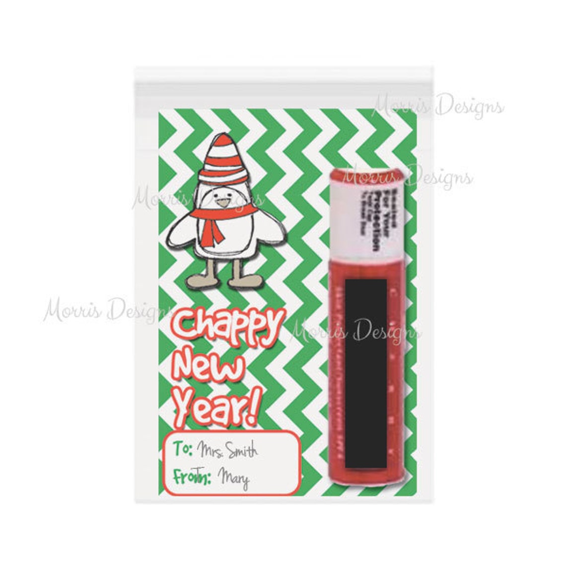 Printable Chappy New Year Digital Chapstick Tag Label With Penguin ...