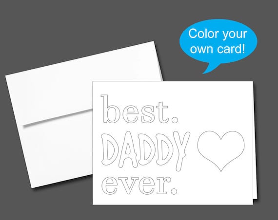 Printable Color Your Own Birthday Card Or Father S Day Etsy