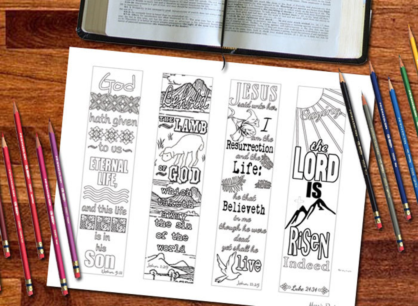 Bible Journaling Bookmark Color Your Own Christian Verses | Etsy