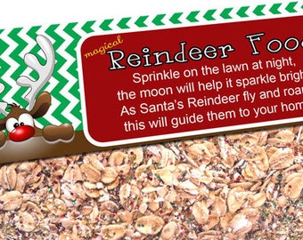 Printable Magical Reindeer Food Bag Treat topper, DIY Sanwich baggie notecard, Kids Christmas Holiday Classroom Craft Children's Class
