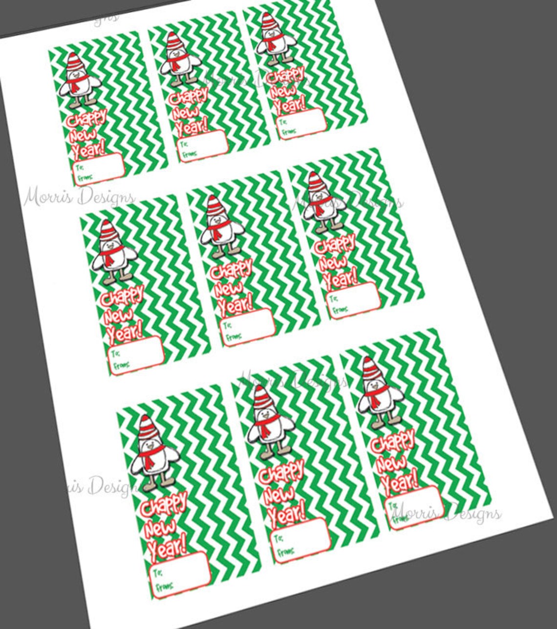 Printable Chappy New Year Digital Chapstick Tag Label With Penguin ...