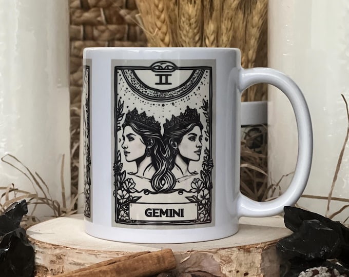 Gemini Star Sign Mug • Gemini Mug • Gemini Gift • Tarot Cards • Horoscope • Star Sign Mug • Gemini Birthday Gift • Star Sign Gift • Gemini