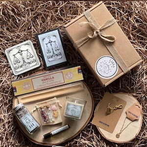 Caja de regalo Libra • Caja de regalo del zodiaco • Astrología • Libra • Caja de regalo del signo zodiacal • Caja de regalo de spa • Vela Libra • Caja de regalo de autocuidado • Regalo Libra