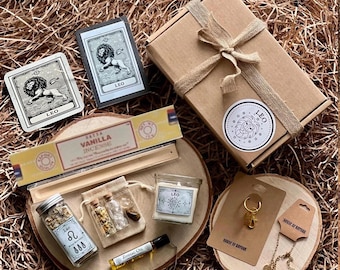 Leo Gift Box • Zodiac Gift Box • Leo • Astrology • Leo Candle • Star Sign Gift Box • Spa Gift Box • Self Care Gift Box • Leo Jewellery •
