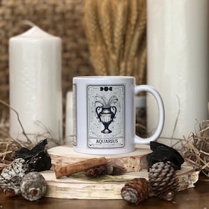 Mug signe astrologique Verseau • Mug Verseau • Cadeau Verseau • Cartes de tarot • Horoscope • Mug signe astrologique • Cadeau signe astrologique • Verseau