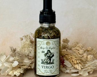 Aceite de hechizo del zodiaco Virgo de 30 ml / Aceite ritual para brujería y astrología / Aceite de unción espiritual, mezcla ritual del zodiaco y regalo de bruja