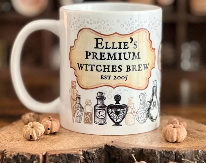 Personalised Witches Brew Mug • Whimsigoth • Fairycore • Whimiscal Mug • Witchy Gifts • Handmade Mug • Cottagecore • Personalised Mug •