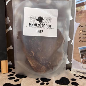 Beef Jerky Dog Treats, Grass-Fed Single Ingredient, Natural High Protein Chew, USDA Texas Beef