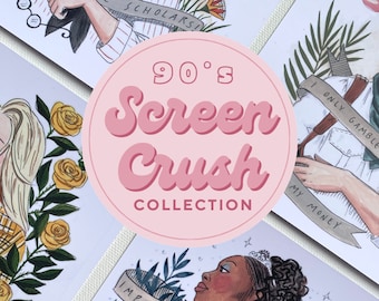 90's Screen Crush Postcard Set | Illustrations featuring Clueless, Cinderella, The Mummy