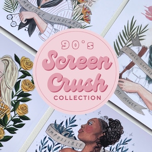 90's Screen Crush Postcard Set Illustrations featuring Clueless, Cinderella, The Mummy image 1