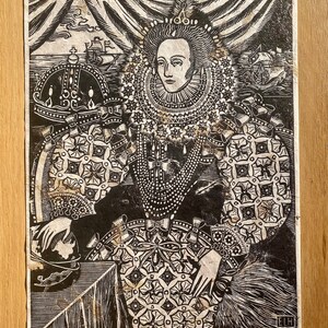 The Armada Portrait of Queen Elizabeth I Master Study Linocut Print image 6