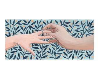 The Question | Digital Print | painting of two hands and engagement ring proposal