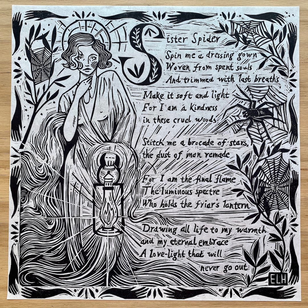 Death #HIGHLONESOMEPROJECT | Linocut Relief Print of Goddess of Death ...