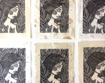 Peek | Block Printed Socially Distant Goddess Fine Art Print