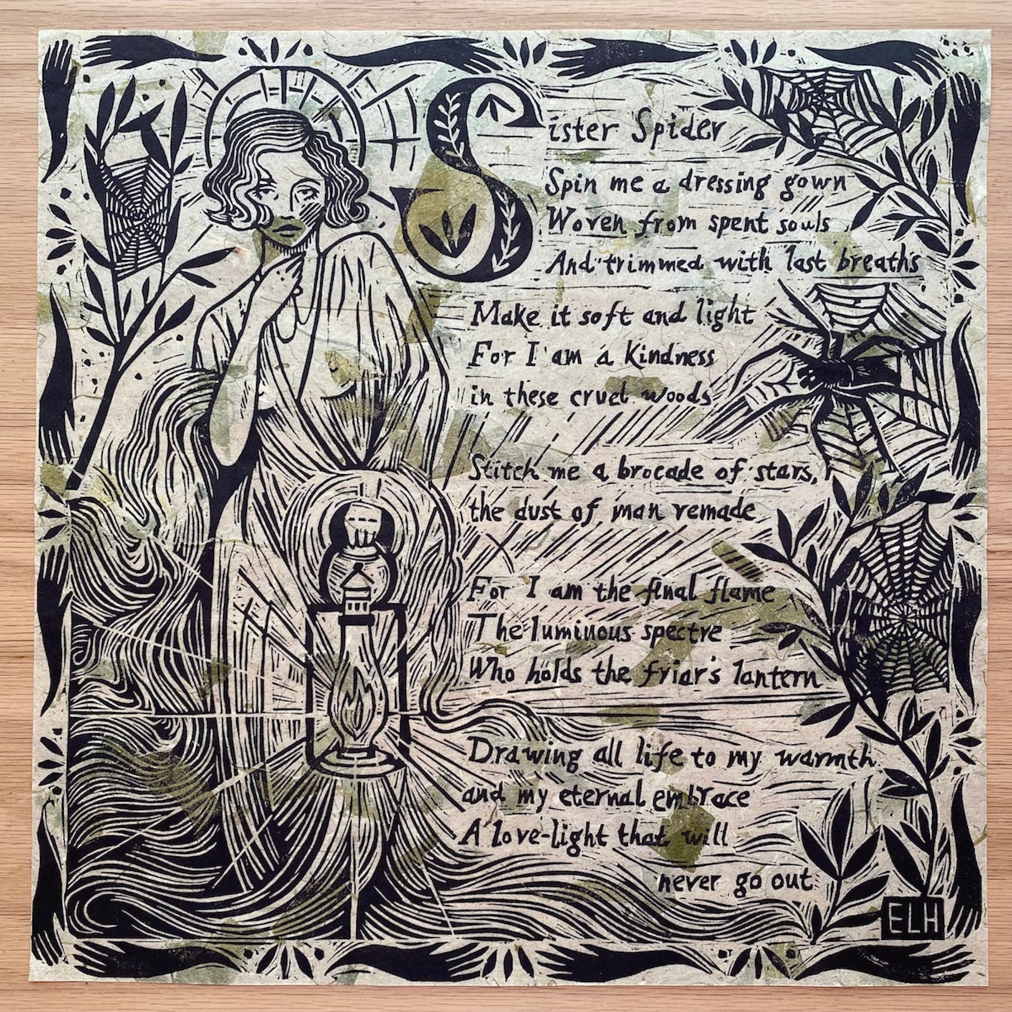 Death #HIGHLONESOMEPROJECT | Linocut Relief Print of Goddess of Death ...