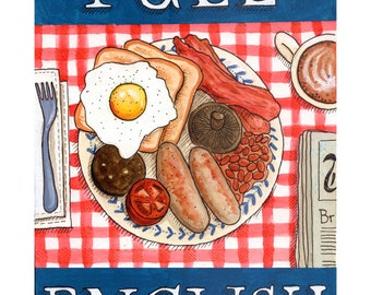 Full English | Digital Print | painting of a full English breakfast | breakfast art
