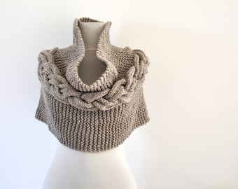 Poncho Cape Pullover Strickjacke Strickjacke Grobstrick Strickpullover Hellbraun