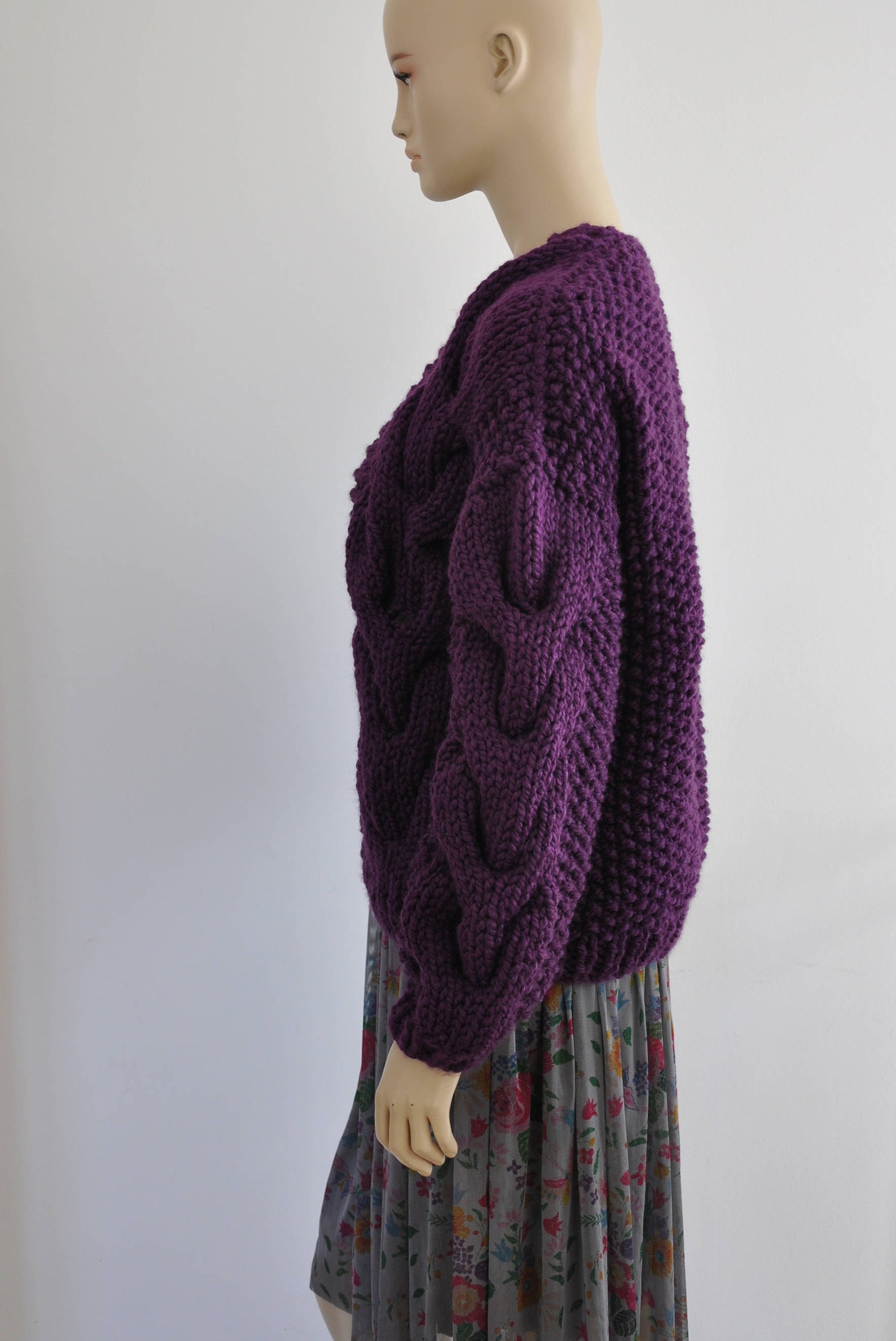 5010171 Purple Knitted Maxi Cardigan