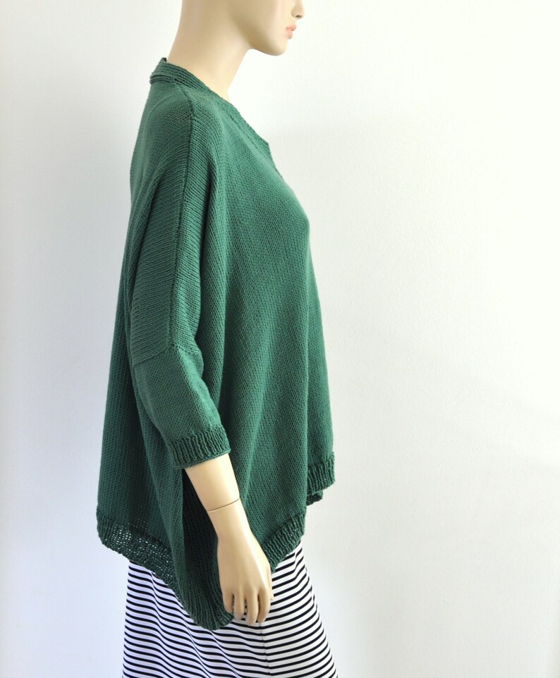 Green Oversized Sweater Loose Fit Sweater Women Sweater Etsy
