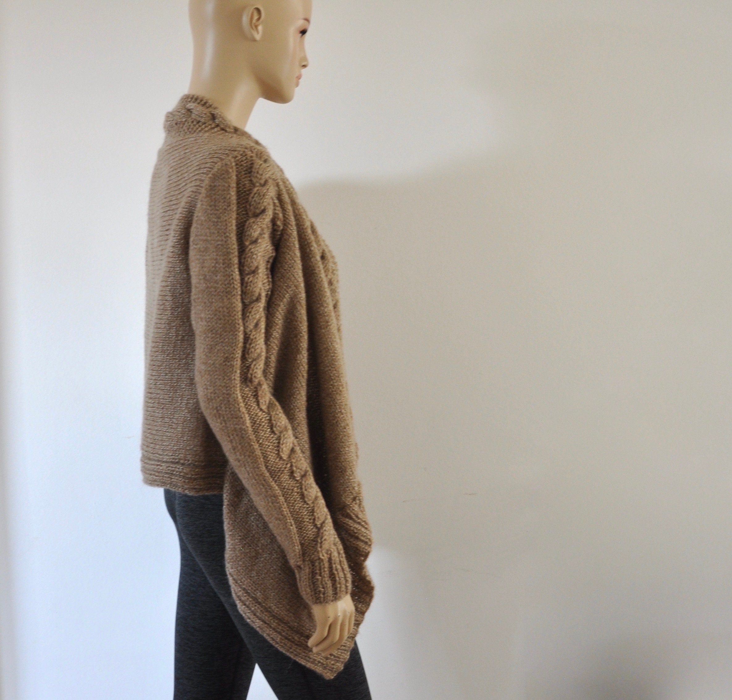 Brown Sweater Cardigan Jacket Tunic Chunky Sweater Wrap | Etsy