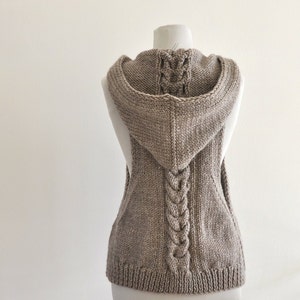 Sweater Vest Hooded Vest Sweater Hand Knit Pale Brown Earth Tones image 5