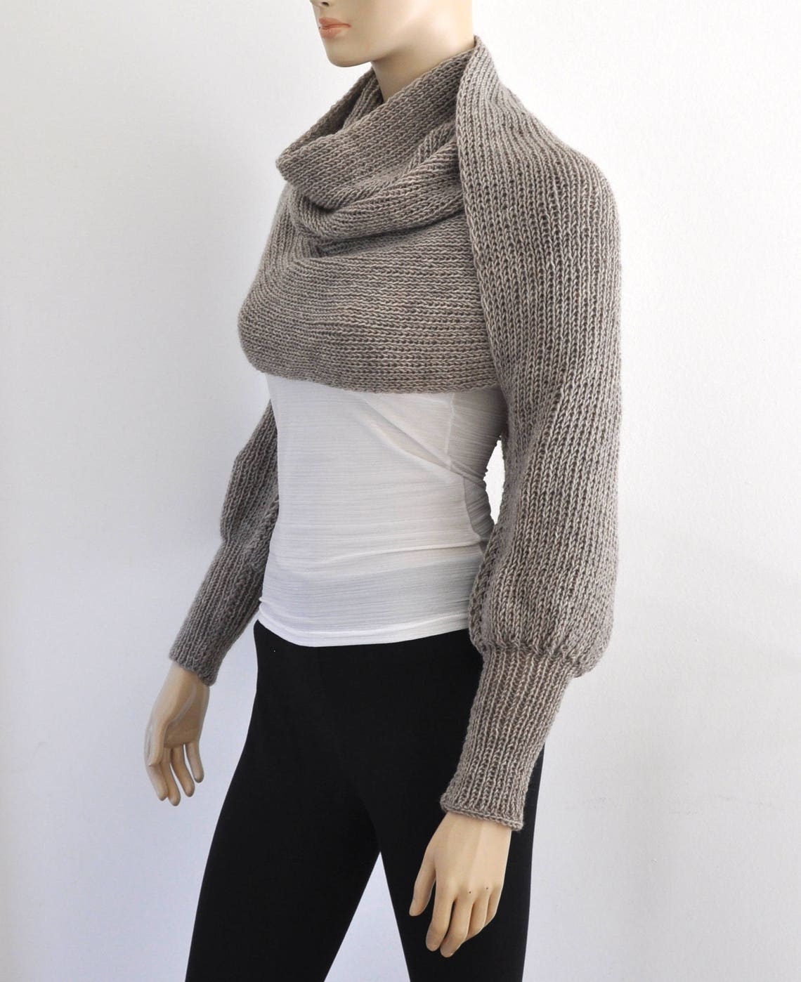 Brown Chunky Knit Womens Sweater Cardigan Wrap Sweater Bridal Shrug
