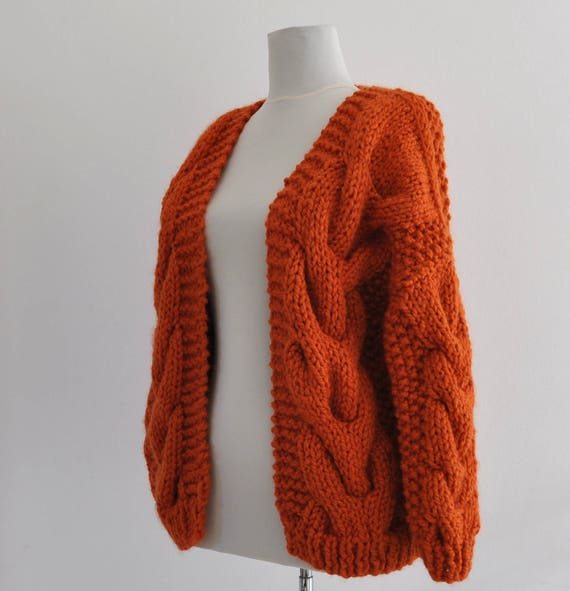 burnt orange chunky cardigan