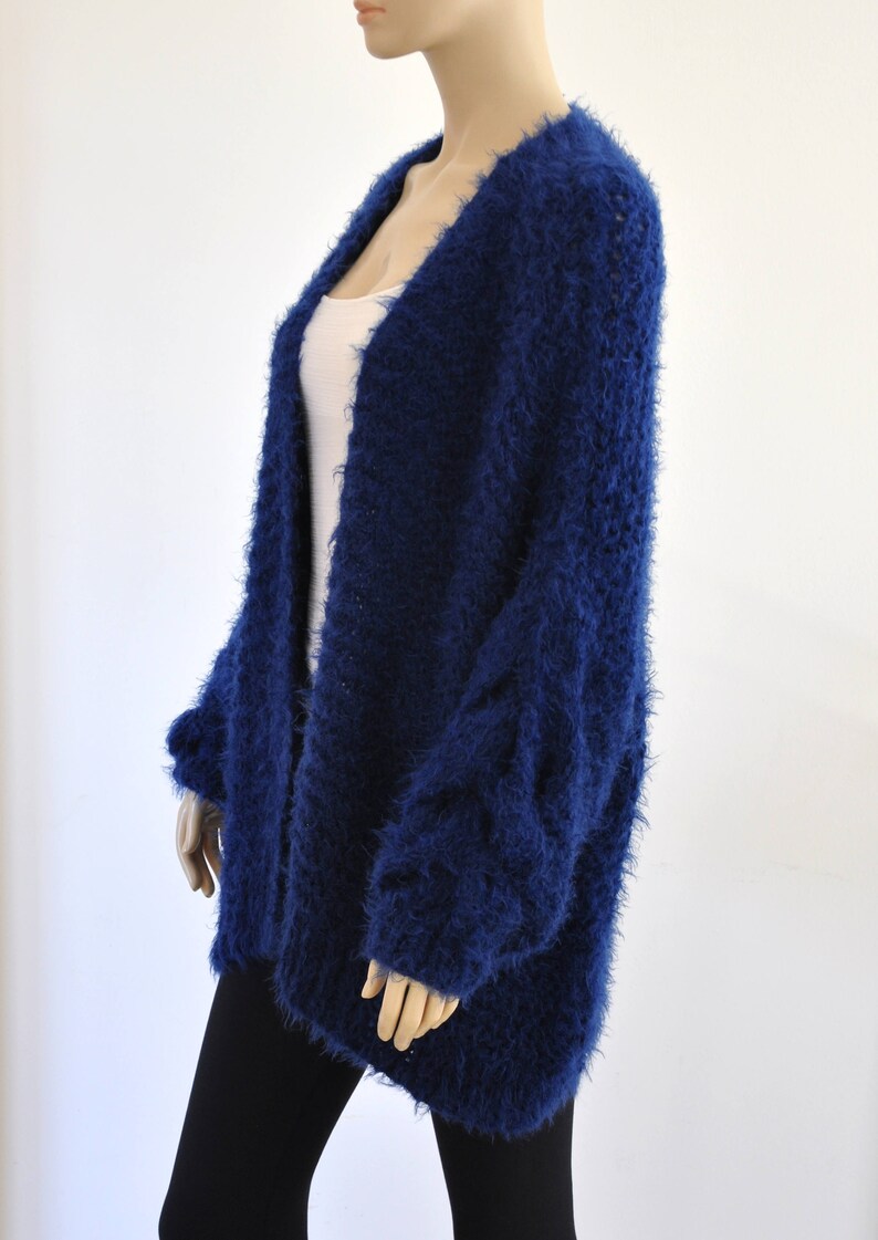 Blue Oversized Knit Cardigan Oversized Knitted Coat Chunky - Etsy