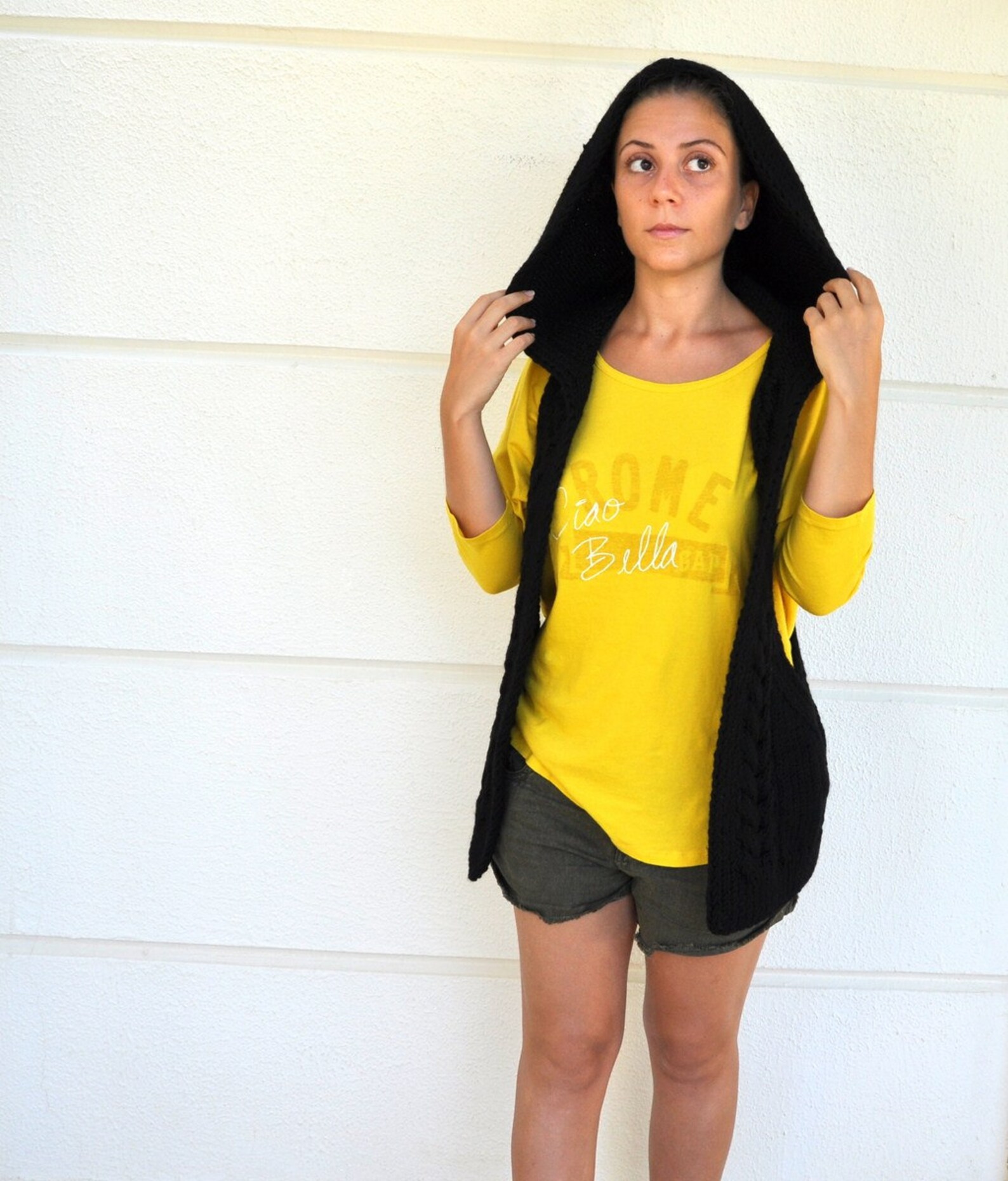 Black Sweater Cardigan Hooded Vest Knit Womens Sweater Warm Etsy