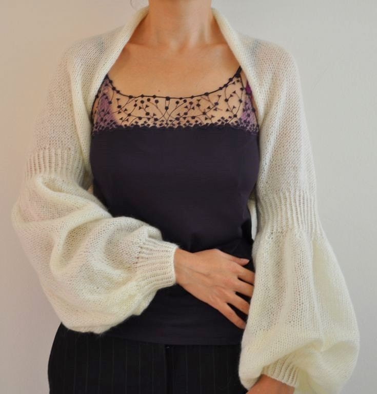 Ivory Bolero Shrug Bridal Shrug Balloon Sleeved Long Sleeved