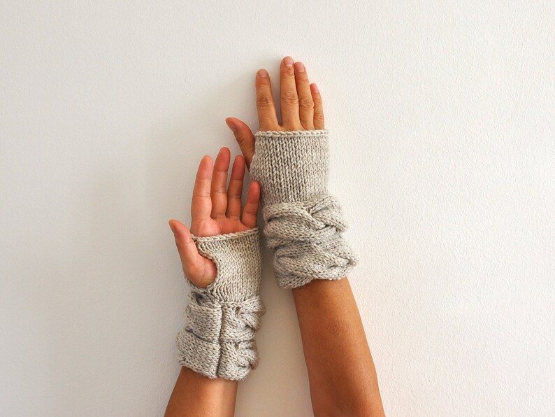 Fingerless Gloves Wrist Warmers Mittens Beige Gloves Warm Cozy Etsy