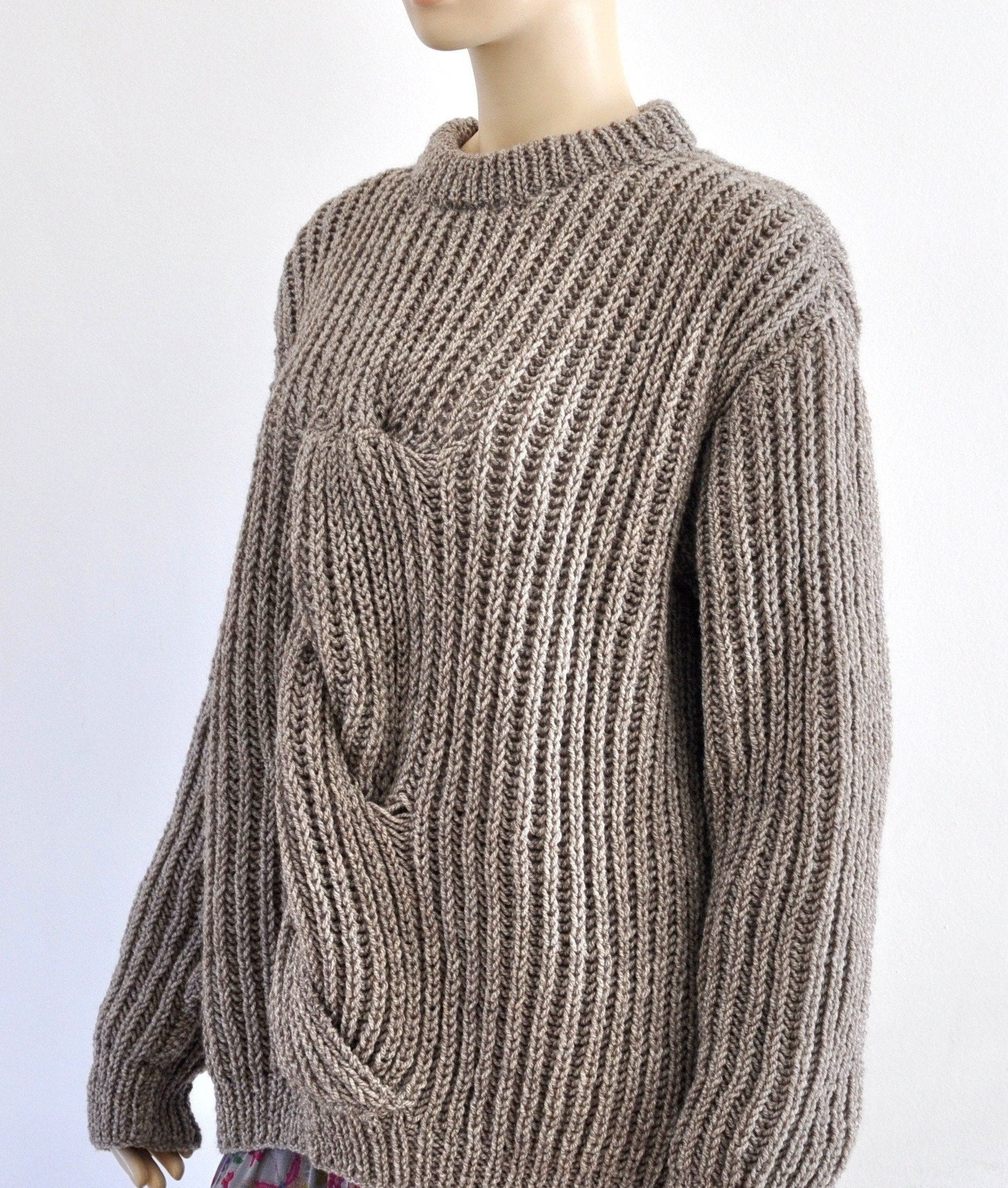 Chunky Sweater Cable Knit Light Brown Warm Cozy Thick - Etsy