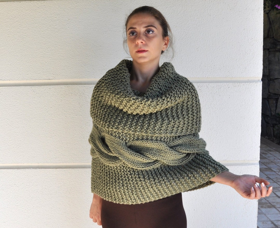 Knit Poncho Cape Sweater Cardigan Chunky Oversized Wrap - Etsy