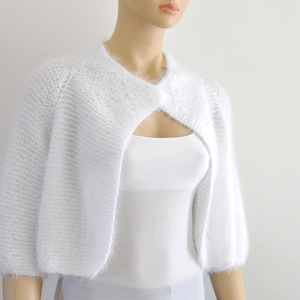 Witte bruidsbolero, bolero bolero, trouwjas, bruidsjurk, zachte elegante handgebreide