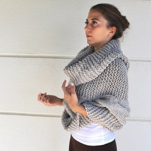 Poncho Cape Sweater Cardigan Chunky Wrap Sweater Hand Knit Beige Sand Oversized Knits