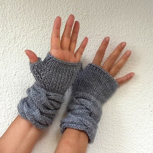 Gray Fingerless Gloves Mittens Wrist Warmers Chunky Warm Winter Accessories Winter Fashion