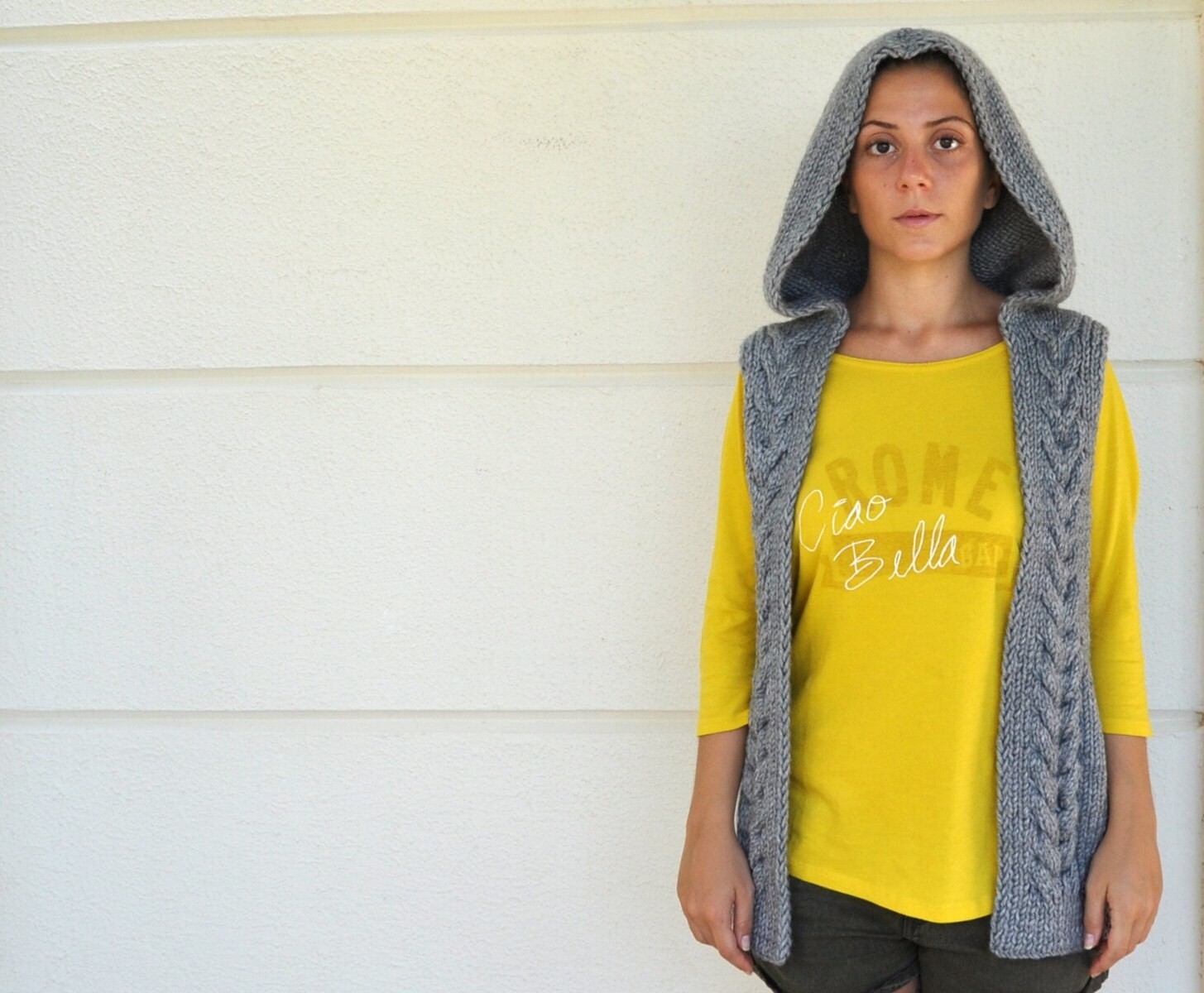 Cable Knit Vest Sweater Vest Hooded Vest Hand Knit Grey Gray - Etsy